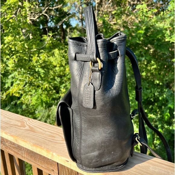 Vintage Coach Top Handle Backpack Bag Original Hang Tag Black 9992 Authentic - Picture 3 of 16